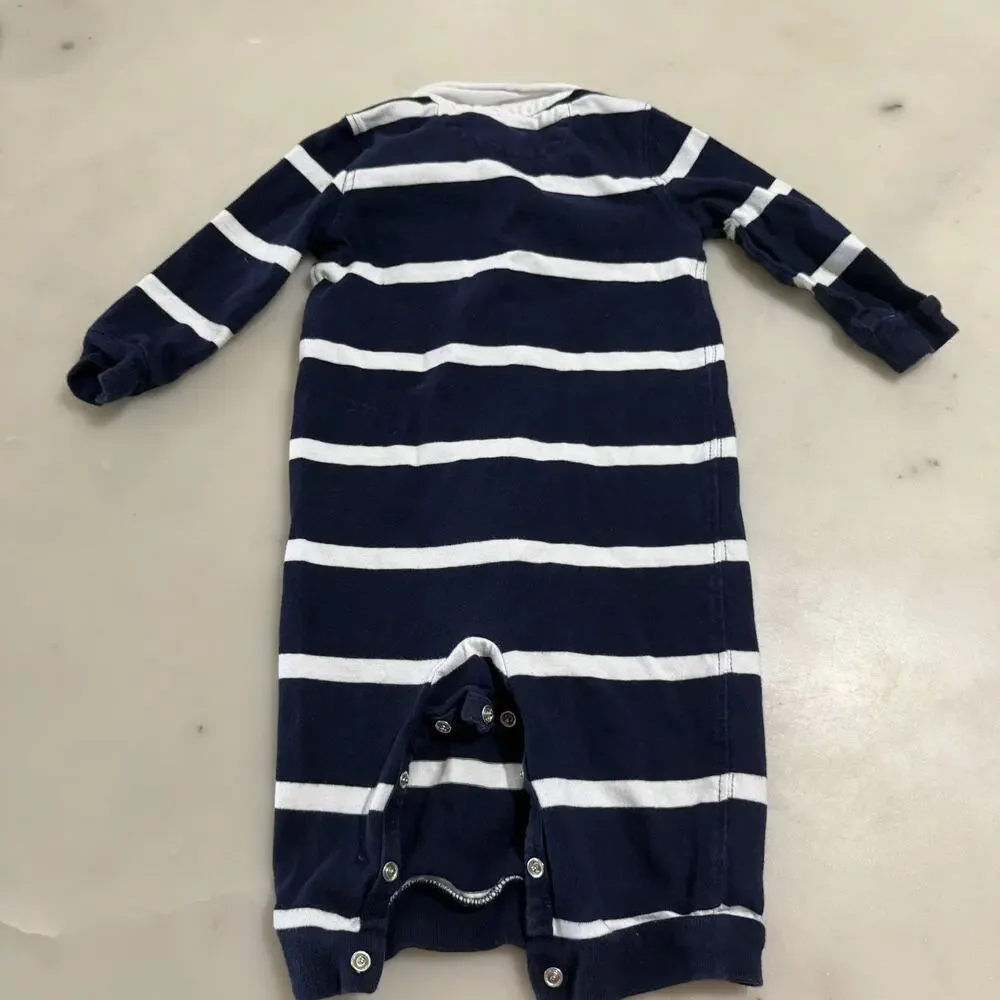 Polo Ralph Lauren Overall Baby’s 9M Jersey Rugby Romper Jumper Striped Preppy